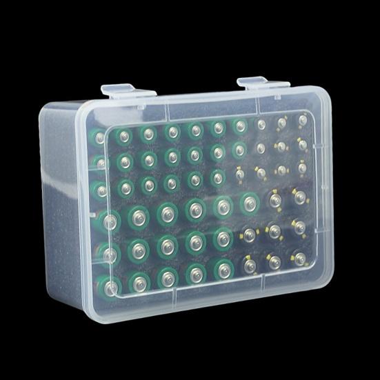 Коробка для хранения батареек 54 слота Органайзер для батареек с полупрозрачной крышкой Держатель для батареек со вкладышем из губки для батареек AA и AAA Дом Офис Ящик