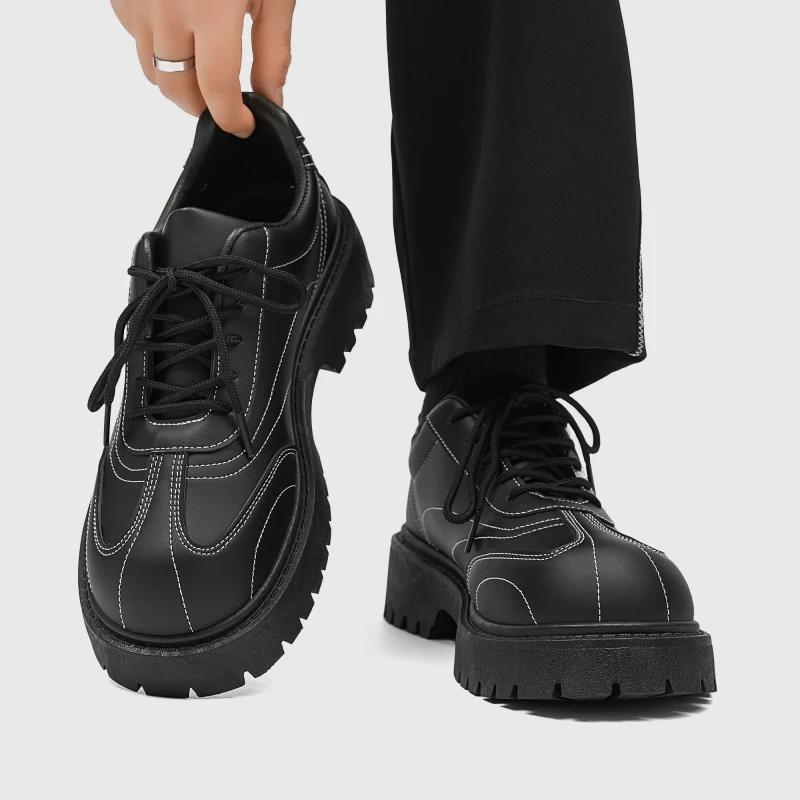 Мужская повседневная обувь на шнуровке, оксфорды в британском стиле на толстой подошве, высококачественная обувь дерби, модная, удобная, для улицы, мужская 39-44