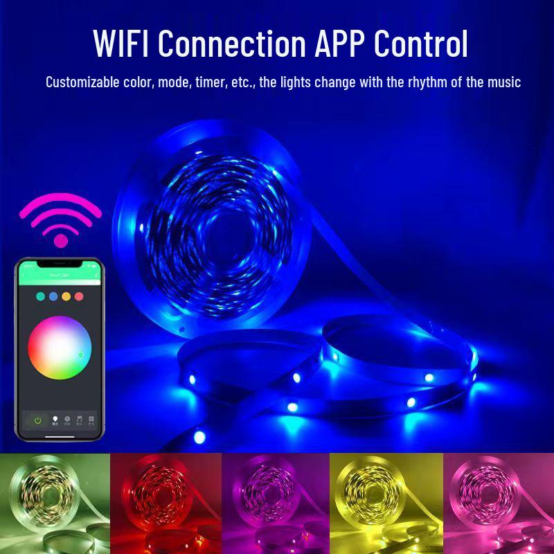 Комплект светодиодной ленты: 54 Семицветных Светодиода 5050RGB с ИК-управлением, Bluetooth, Приложением, Управлением Музыкой и Голосом, Режимами Стробоскопа и Атмосферы