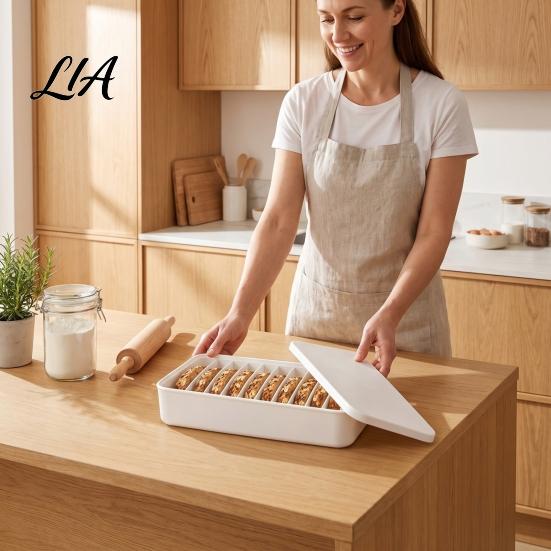 Bread Slice Separator for Freezer 11-Slot Silicone Box Sourdough Storage, Flexible Container with Individual Hand Made Storage Compartments