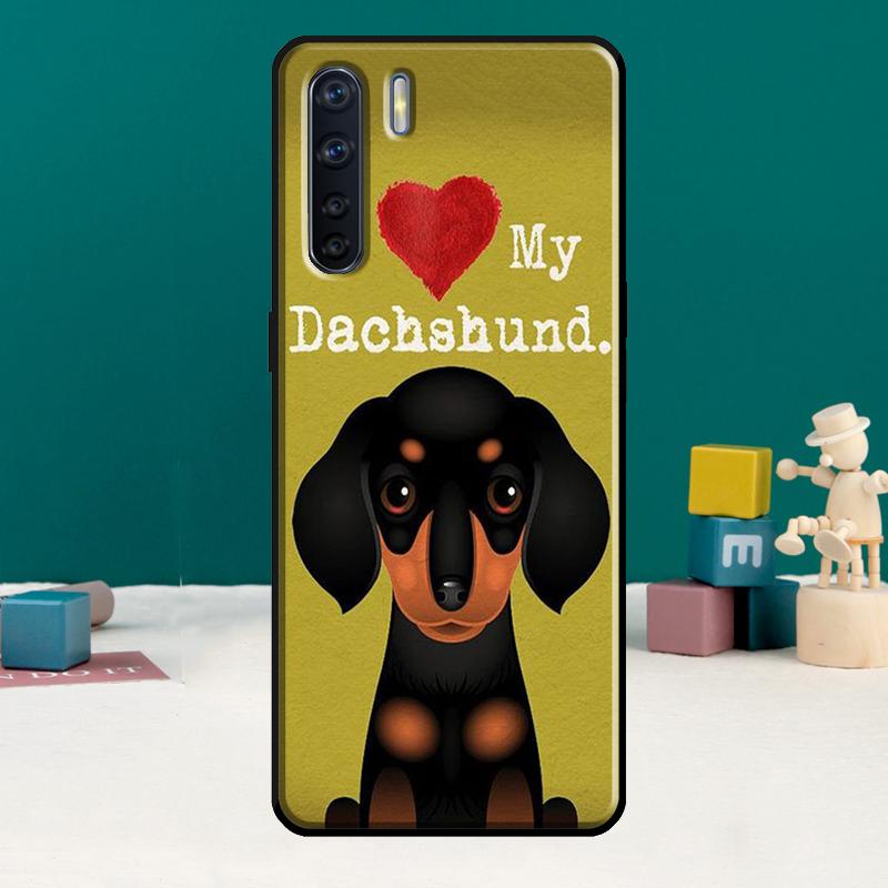 Cartoon Dachshund Sausage Dog Phone Case For Oppo A78 A96 A58 A18 A38 A98 A17 A77 A80 A40 A60 A16 A76 A74 A94 A54 A15 A57S