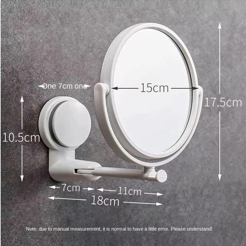 Adhesive Dual-sided Mirror Suction Cup Rotatable Makeup Mirror Adjustable Multi-angle Cosmetic Mirror Bathroom with Hooks
