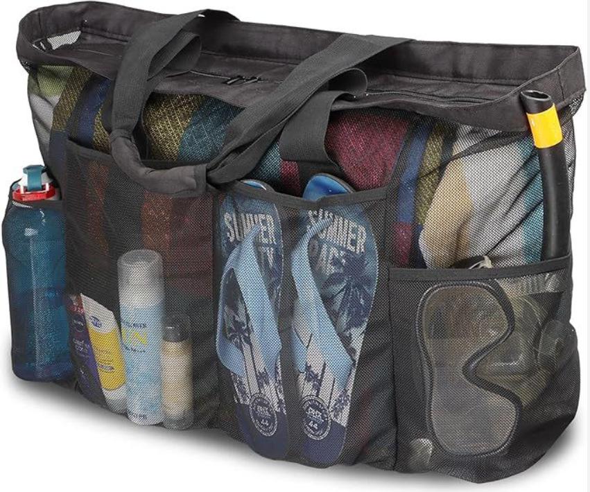 Женская сетчатая пляжная сумка на одно плечо большой вместимости для хранения вещей на открытом воздухе