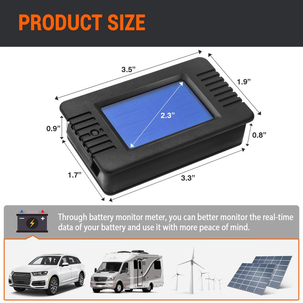 MNJ Motor DC 9-в-1 аккумуляторный монитор измеритель с шунтом 0-200 В 0-100 А ЖК-дисплей цифровой для солнечной системы автомобиля RV