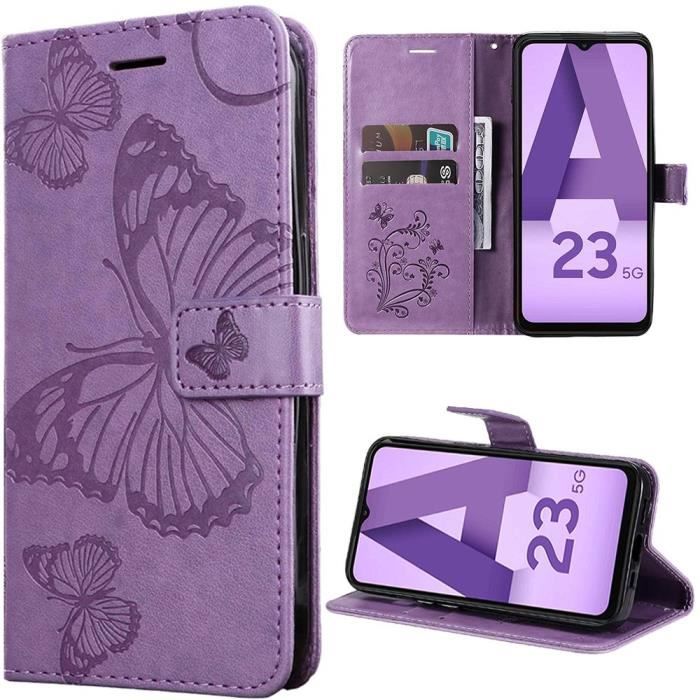 Case - BOOLING - for Samsung Galaxy A23 5G - Synthetic Leather - Printed Butterfly - Shockproof