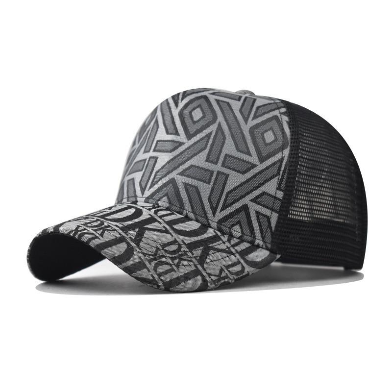 Modern Geometric Pattern Baseball Cap With Embroidered Design And Wind Resistance For Daily Wear