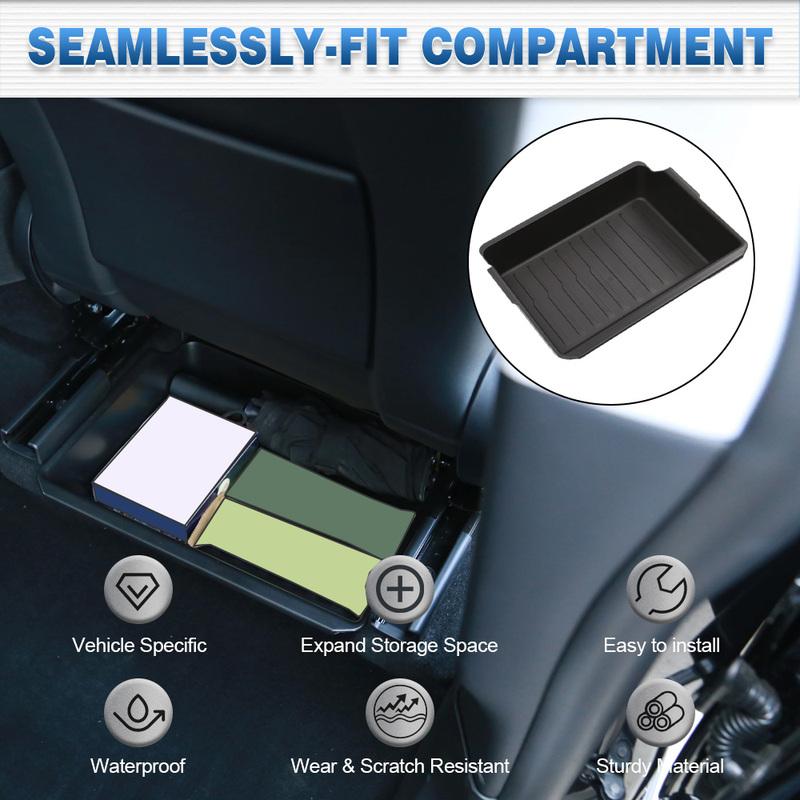 For Tesla Model Y Juniper 2025-2026 Front Seat Behind Storage Box Storage Tray Push Pull Car Organizer Car Interior Accessories