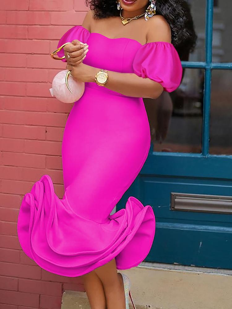 Bodycon Mermaid Dresses Backless Short Sleeve Sheath Evening Cocktial Fishtail Birthday Dress for Women Summer Gowns Outfit