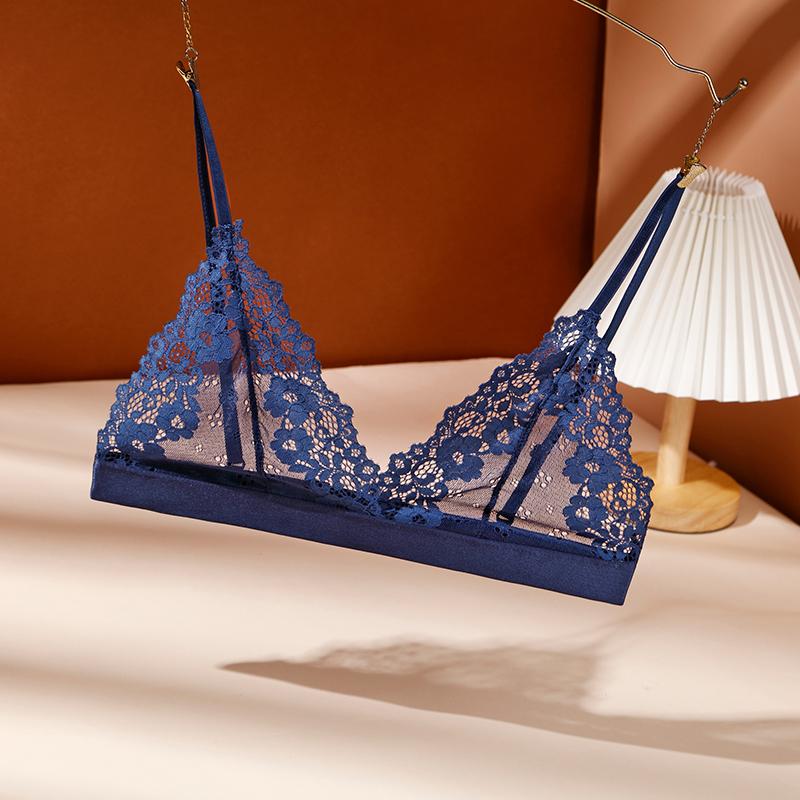 Кружевной бюстгальтер без стального кольца, тонкий, без подкладки под грудь, глубокий V-образный вырез, кружевной цветочный сексуальный бюстгальтер, лифчик-бралетт, нижнее белье
