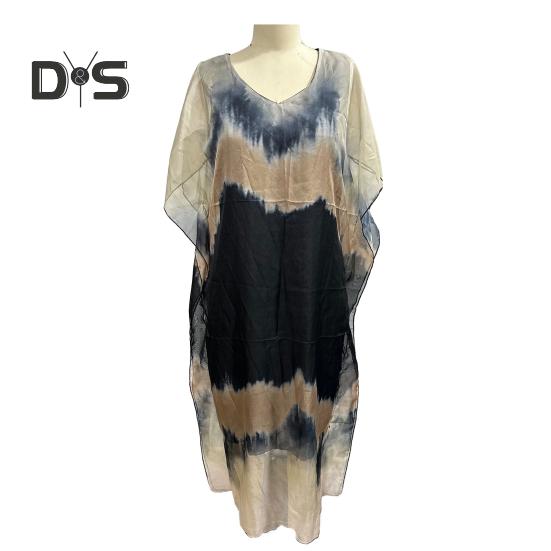 Женское шифоновое макси-платье с градиентным принтом и V-образным вырезом, с коротким рукавом, длинное платье, повседневный свободный пляжный сарафан для летнего отдыха