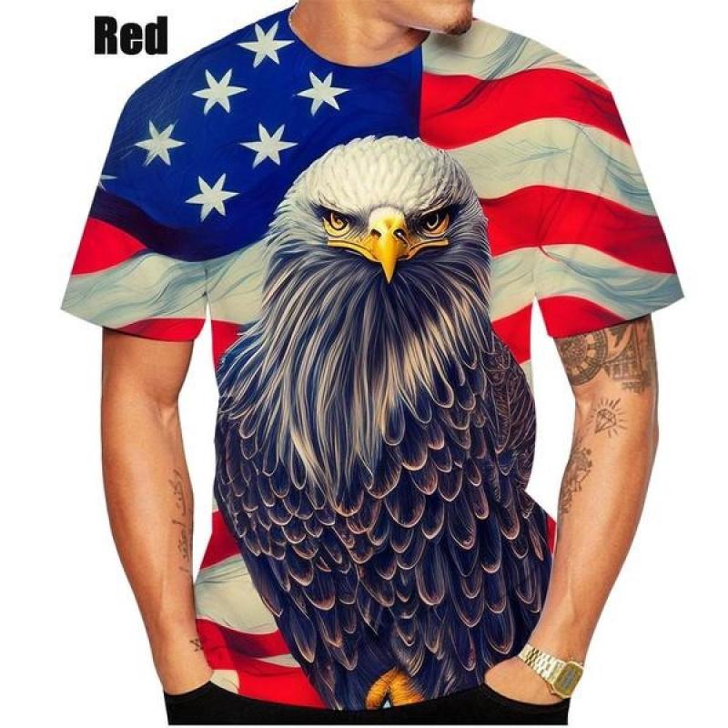 Мужская/Женская Повседневная Футболка с 3D Принтом Орла Уличная Одежда Для Отдыха С Коротким Рукавом Хип-Хоп Забавная Футболка