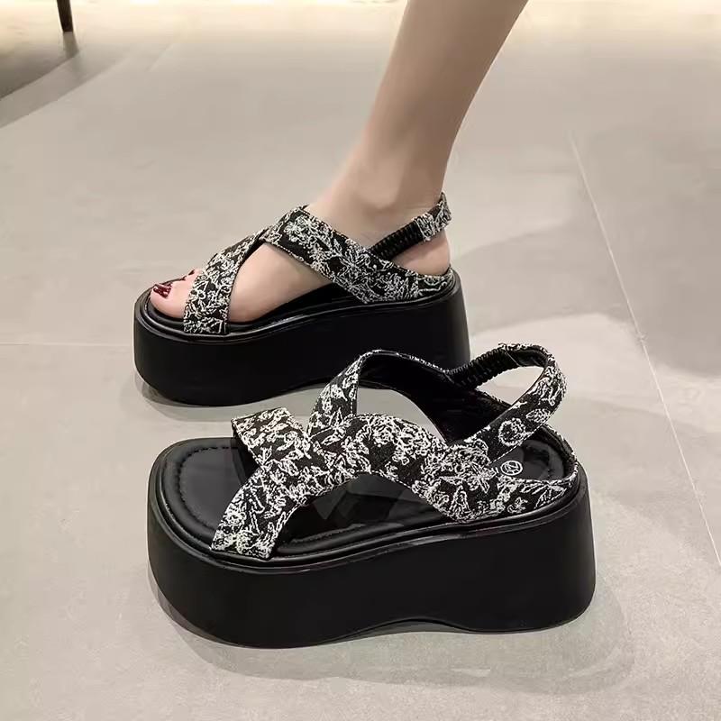 Fashion Women Platform High Sandals New 2024 Summer Designers Chunky Wedges Shoes Print Beach Slippers Woman Gladiator Sport Sandalias