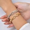 Luxury Zircon Endless Love Infinity Symbol Bracelet for Women, Stainless Steel Adjustable Bangle, Fashion Party Jewelry Gifts