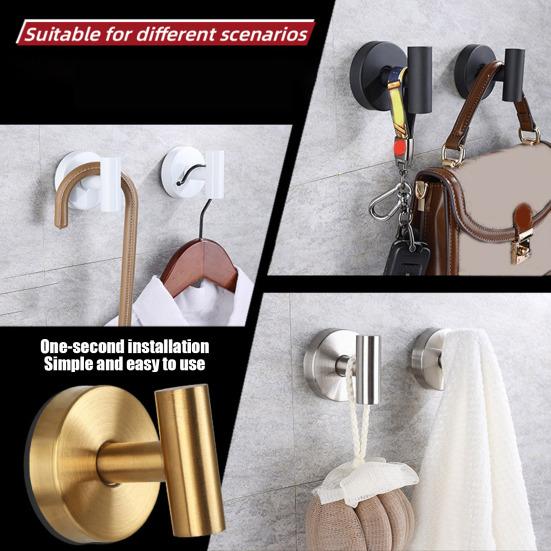 2Pcs Wall Mounted Towel Hooks Suction Cup Hooks Strong Load-bearing Simple Installation Coat Robe Hanger Storage Hooks