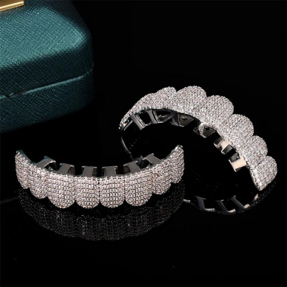 Removable Design Hiphop Teeth Grillz Top & Bottom Set Charm Teeth Grillz Dental Crown