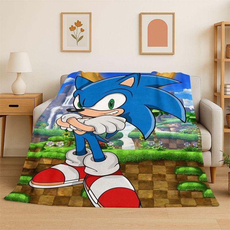 Классическая игра S-Sonic Мультяшное Мягкое Фланелевое Пледовое Одеяло, Уютное Одеяло для Кровати, Дивана, Диванчика, Спальни, Гостиной, Путешествий, Пикника дети