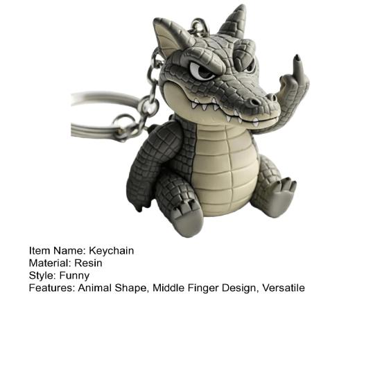 Middle Finger Animal Keychain Wolf Cow Pig Tiger Elephant Shape