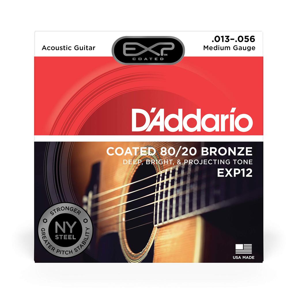 D'Addario EXP12 Acoustic Guitar Strings, EXP Coated Bronze, Medium, .013-.056
