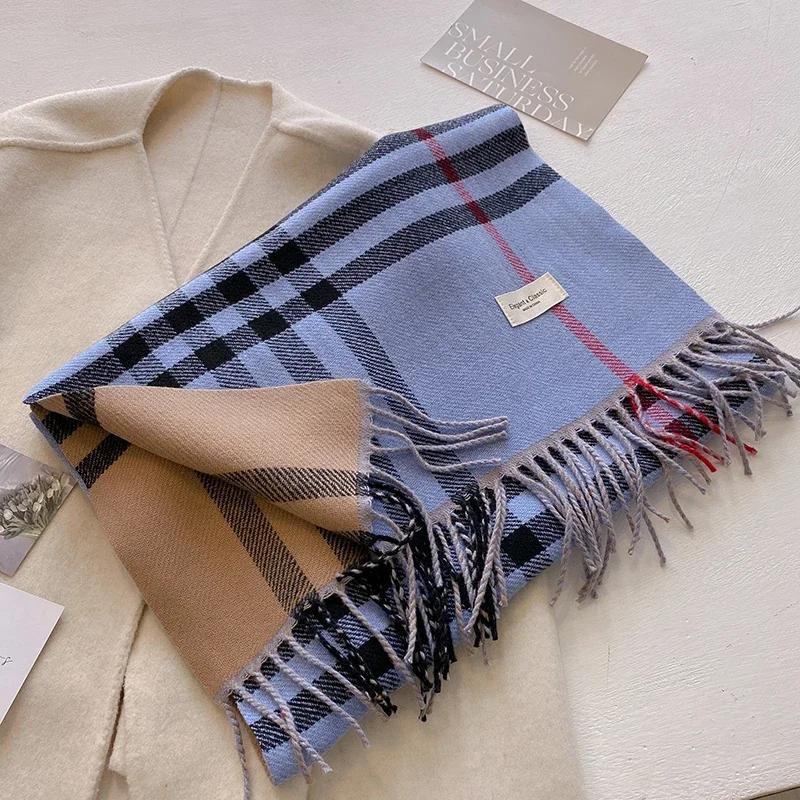 New Autumn Winter Fashion Cashmere Plaid Design Scarf Men Women Warm Thickening Shawl Neckerchief Scarves Bufanda Tassel 2025