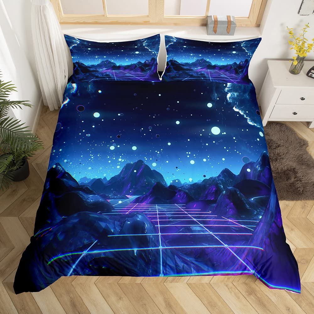 Flowers Moth Butterfly King Queen Duvet Cover Trippy Mushroom Bedding Collection Moon Starry Sky Quilt Cover Polyester Comforter Cover