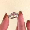iF ME Zircon Silver Ring for Women Opening Sweet Pink Crystal Bow Heart Rings Accessories Jewelry