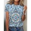 Женская рубашка с рисунком мандалы больших размеров, рисунок лотоса, футболка с коротким рукавом с рисунком мандалы, лучший выбор для лета, материал полиэстер