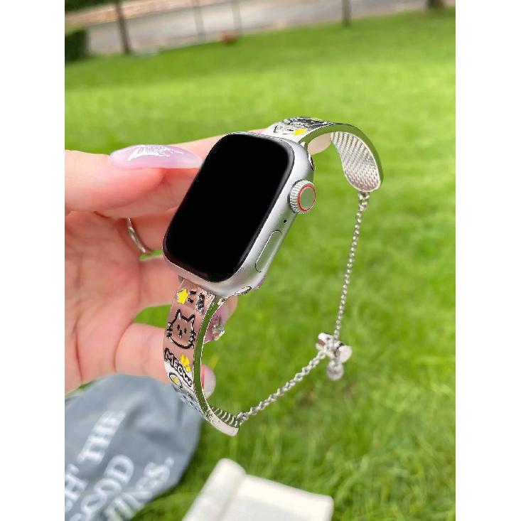 New High quality cute cat metal Strap For Apple Watch band women 40mm 41mm 38mm 42mm 44mm 45mm 46mm starp