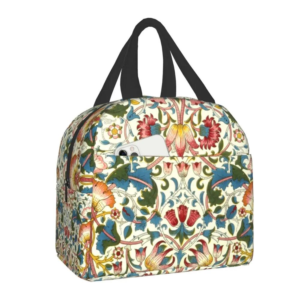 William Morris Цветочный текстильный принт термоизолированная сумка для ланча женская портативная коробка для ланча для детей школьные многофункциональные сумки для еды