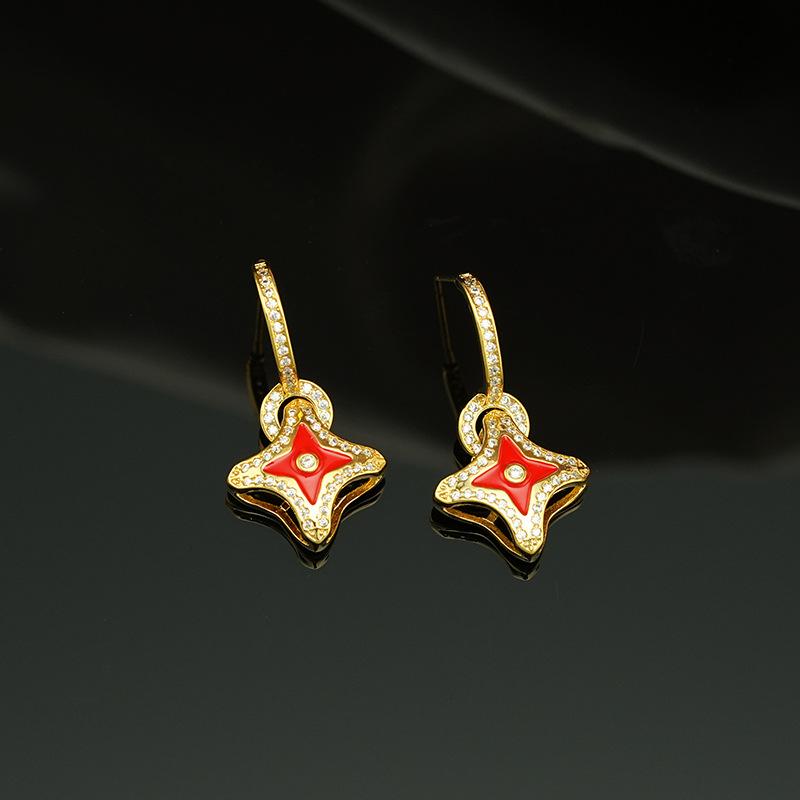 Четырехлистный клевер геометрические циркониевые серьги-капли с маслом женские высококачественные серьги Sense маленькие ароматные темпераментные серьги в стиле ретро