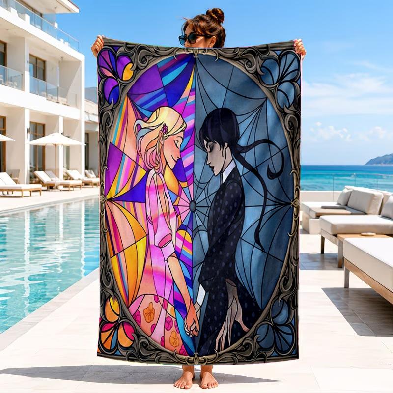 Stained Glass Gothic Romance Beach Towel, Microfiber Beach Towel, Perfect For Pool, Beach, Travel, Home Decor Beach Party Fan gifts