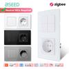 BSEED Zigbee 1/2/3/4-клавишные настенные выключатели света, умные кнопки Click, управление через приложение Tuya Smart Life, с розеткой EU, стеклянная панель