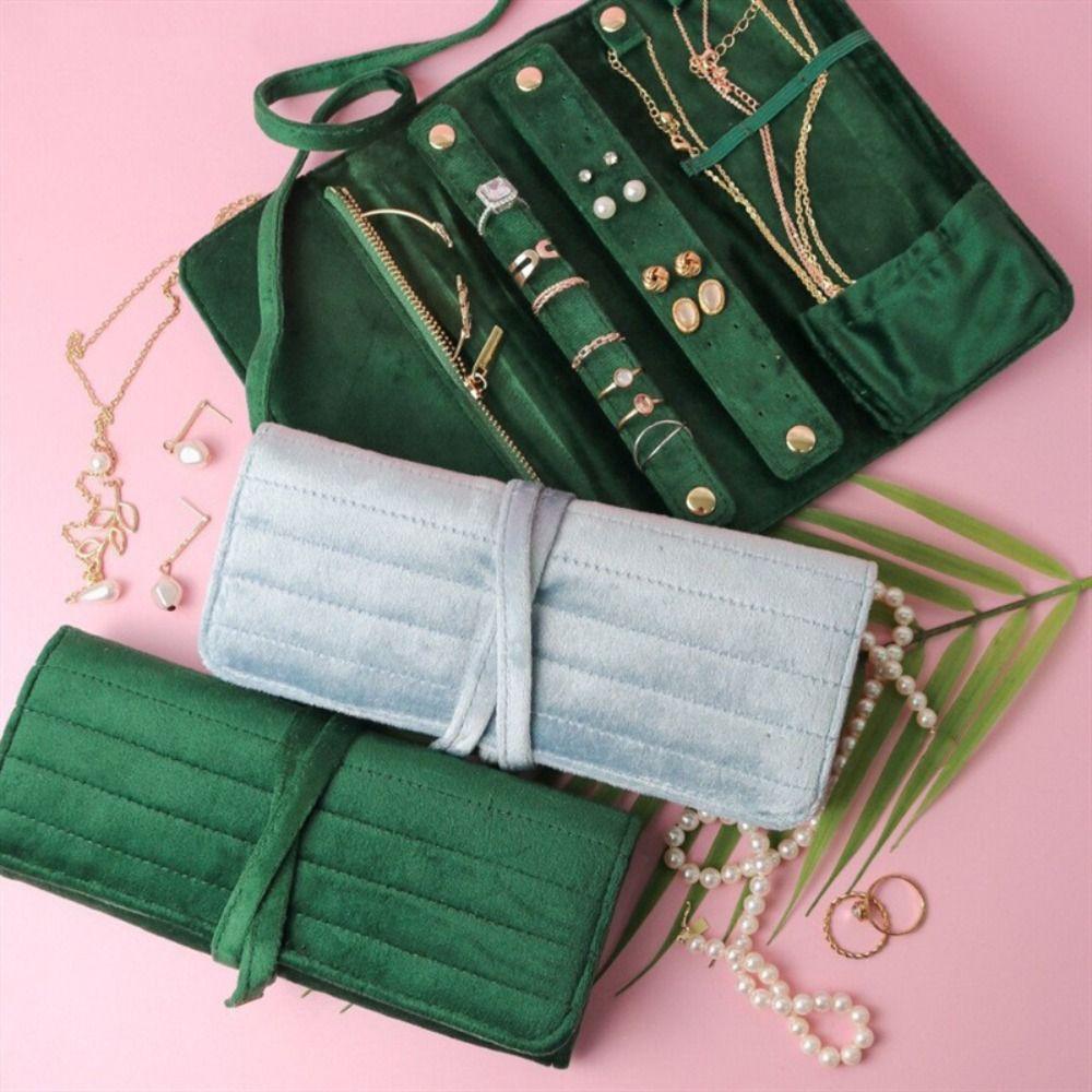 Lace Up Jewelry Storage Bag Bracelet Necklace Velvet Jewelry Holder Outdoors