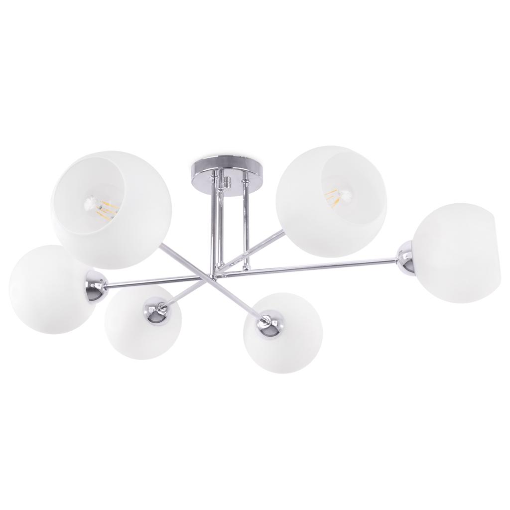 Asturia Ceiling Lamp Chrome 6-Flat White Lampshade E27