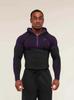 Мужская фитнес-футболка с длинным рукавом и капюшоном GYMSHARK Onyx с высокой эластичностью