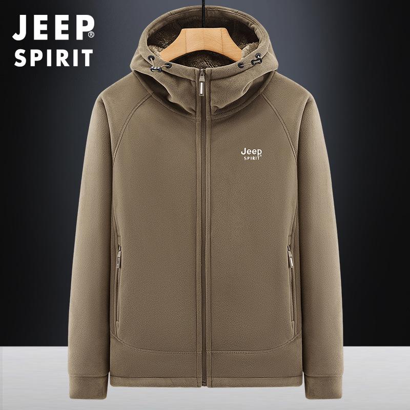 Мужская повседневная куртка Jeep Sherpa Fleece 2025 - Верхняя одежда с капюшоном Осень/Зима
