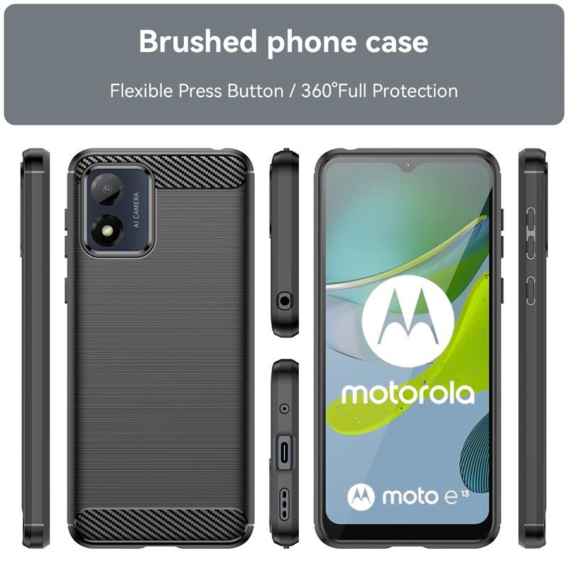 Чехол для Motorola Moto E13 Чехол для Motorola Moto E13 4G Чехол 6,5 дюймов из углеродного волокна Противоударный силиконовый бампер для Motorola Moto E13