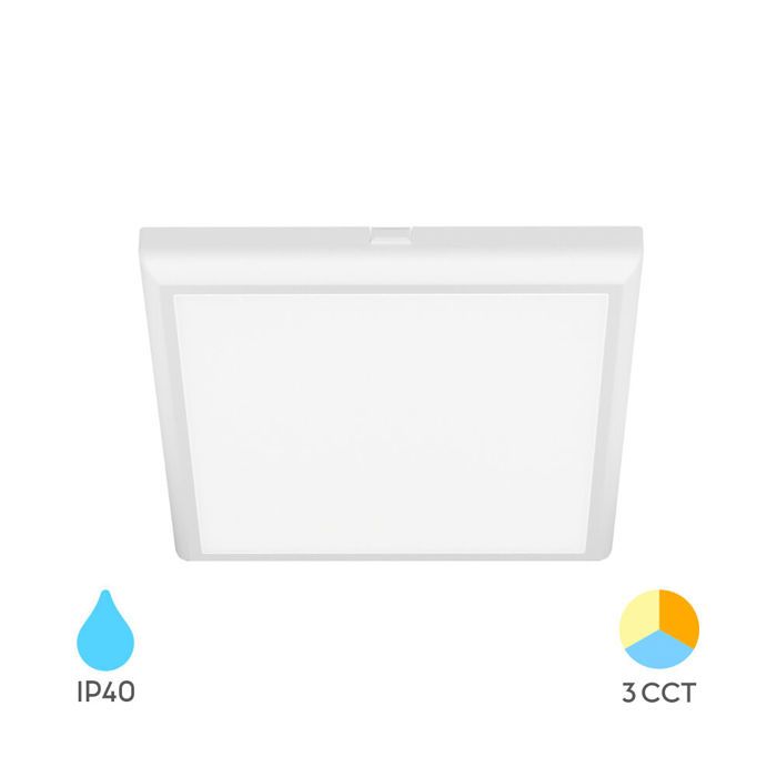 Plafonnier LED blanc encastrable ou saillie 20W 3-en-1 carré