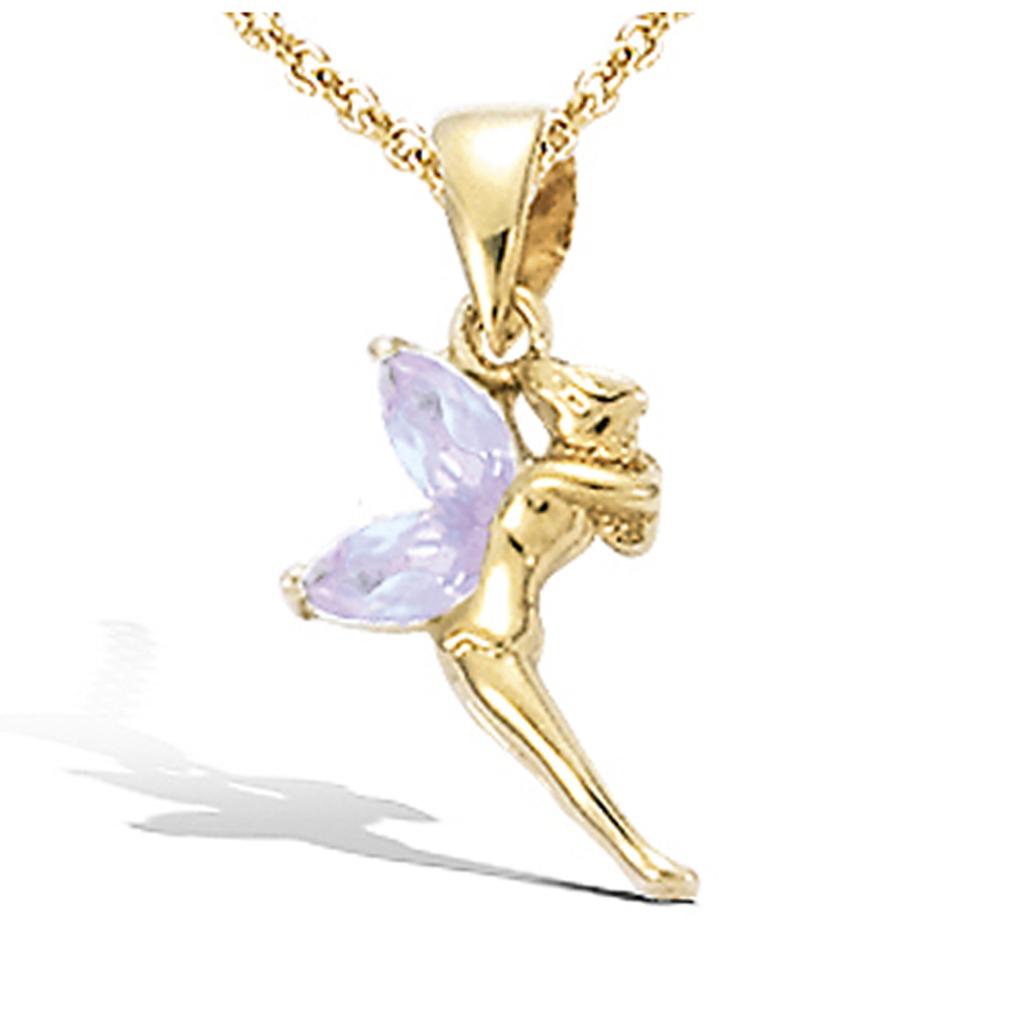 Les Trésors De Lily [R4159] - Gold Plated Pendant 'Tinker Bell' Lavender Gold - 17x12 Mm