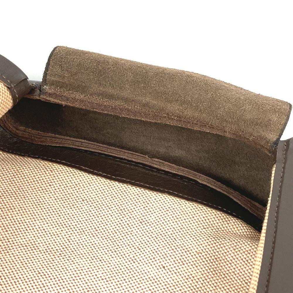 Hermes Equi Pouch Сумка-клатч с клапаном Кожа/Холст Бежевый/Коричневый