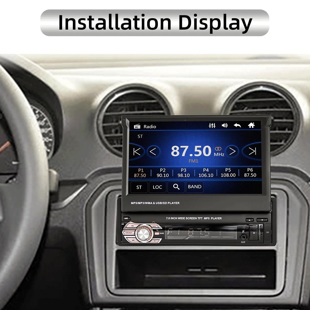 Hikity 1 din 7 "Авто Телескопический Автомобильный Радио Авторадио Автомобильный плеер Поддержка GPS BT Громкая связь FM USB SD Камера заднего вида DVR Управление на рулевом колесе