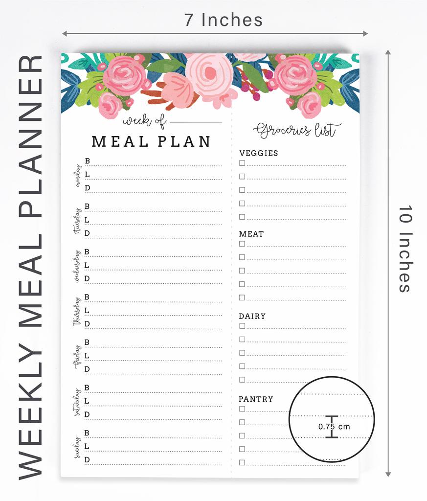 Inkdotpot Weekly Meal Planner Notepad 7"x10 , "Kitchen Menu" Magnetic Meal Planning Pad with Tear Off Grocery S-54 Sheets