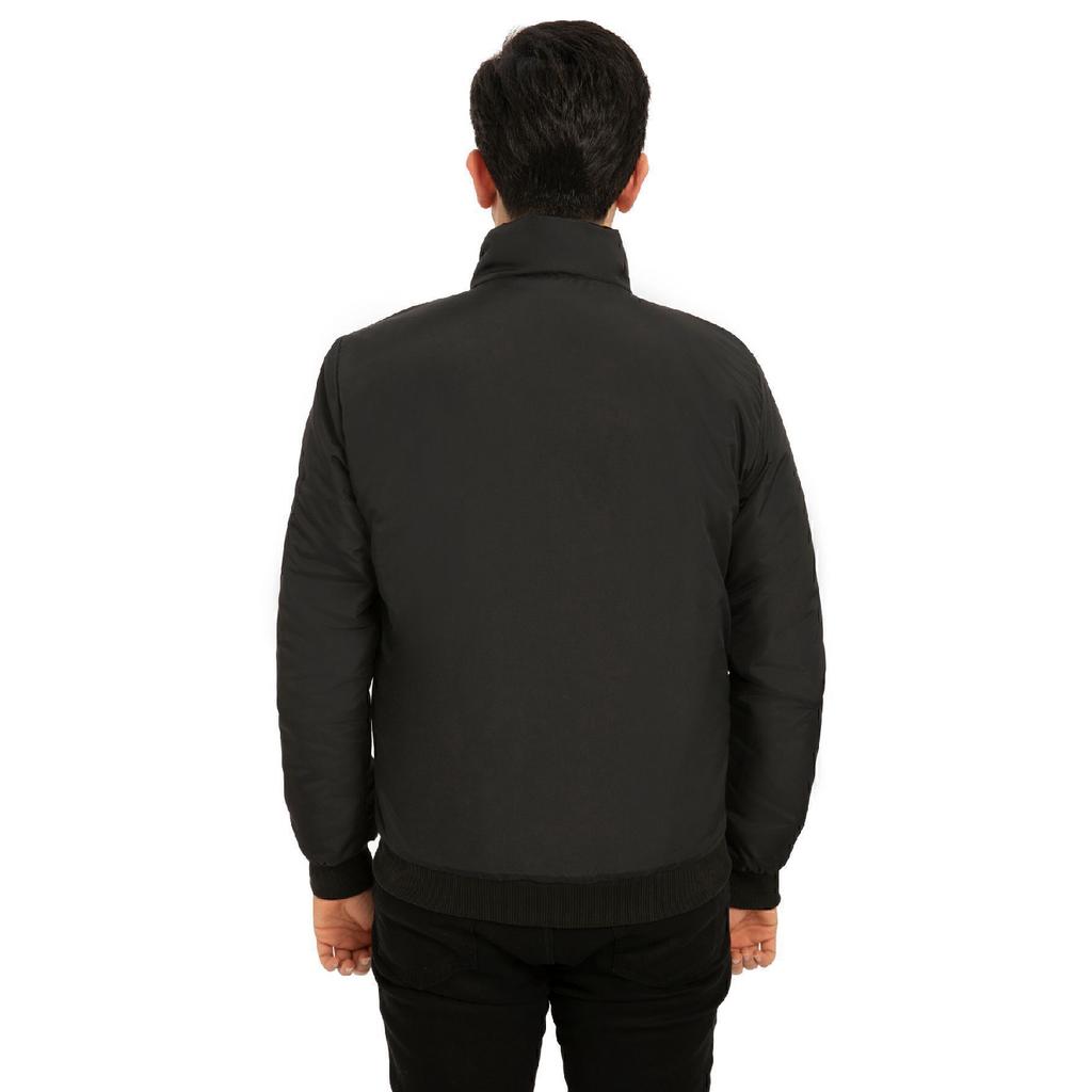 Мужское сезонное водо- и ветронепроницаемое пальто с воротником-стойкой на черной подкладке и карманами