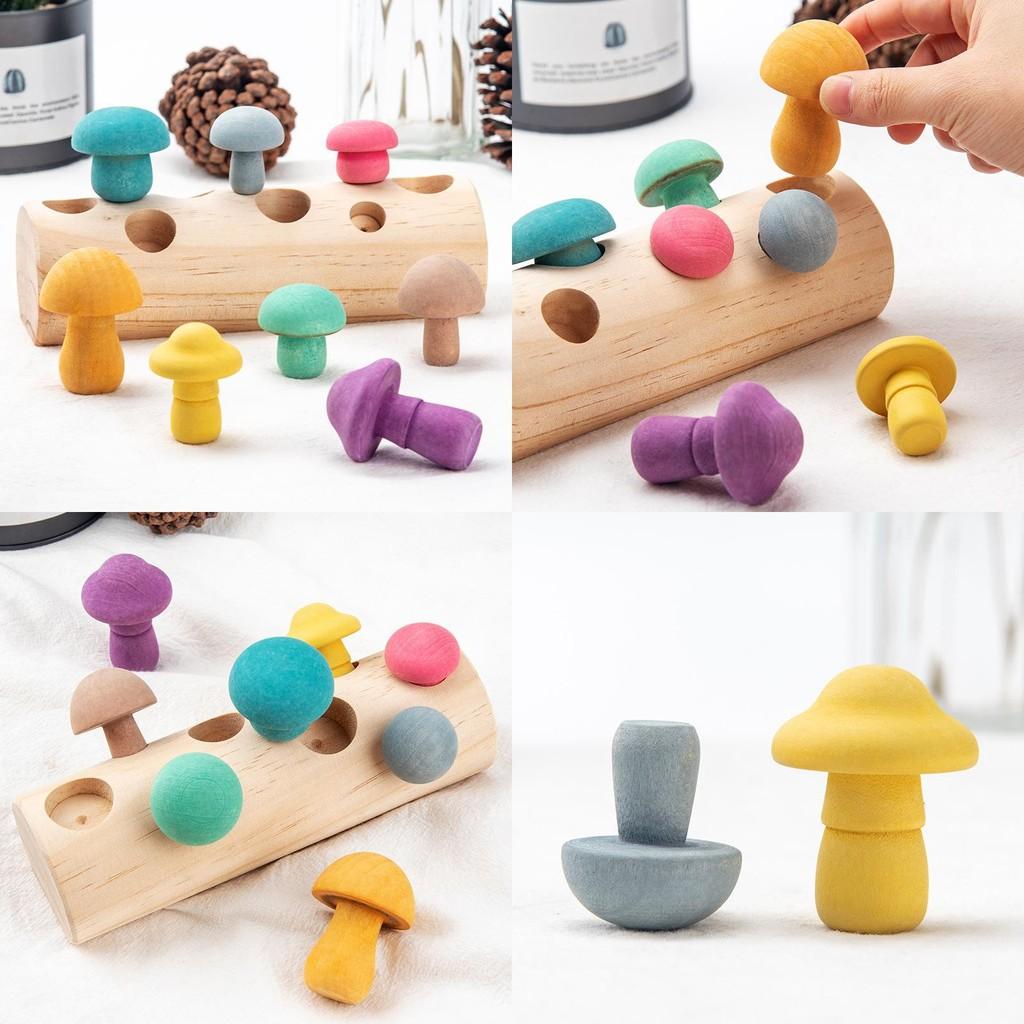 Mushroom Wooden Concentration Grip Training Toy Children Learning Coordination