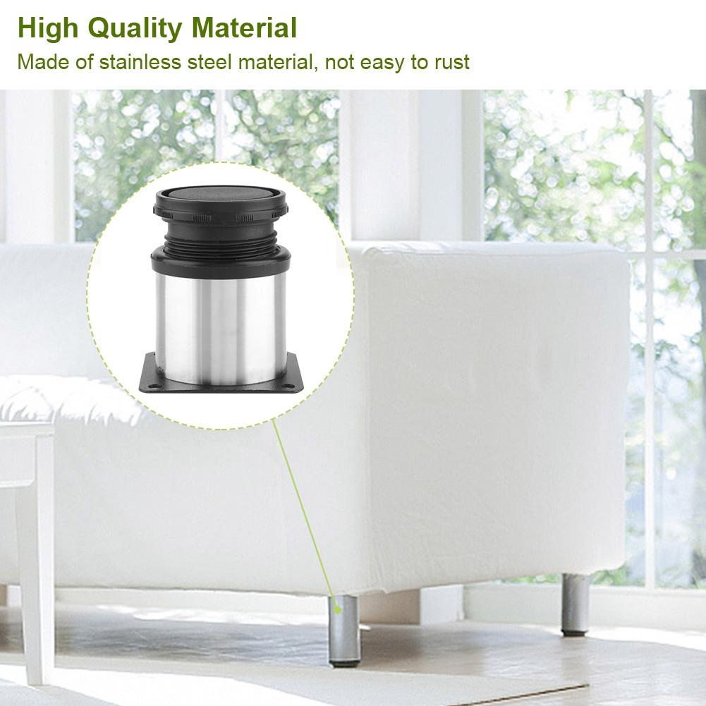 4pcs Adjustable Furniture Legs Stainless Steel Cabinet Feet for Table Bed Sofa (50*60mm)