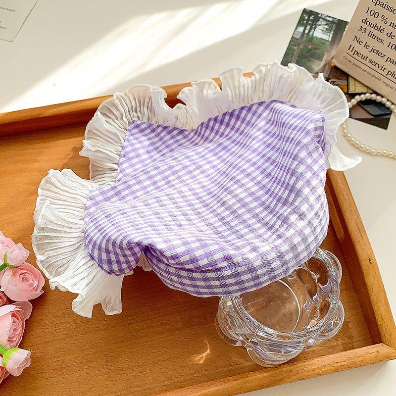 Милые красочные кружевные клетчатые повязки на голову для девочек, детские тканевые заколки для волос, треугольные банданы, аксессуары для детских головных уборов