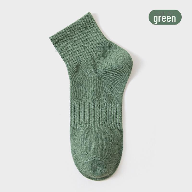 Женские повседневные носки средней длины из чесаного хлопка осенне-зимнего периода — однотонные, антипиллинговые, дезодорирующие спортивные носки.