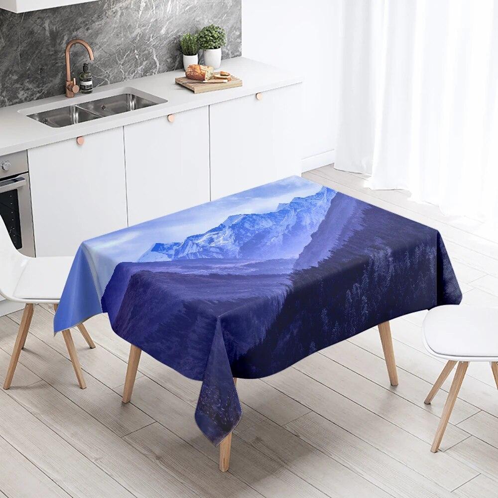 Скатерть с принтом пейзажа, устойчивая к пятнам, водонепроницаемая, для свадебной вечеринки, ресторана, банкета, украшение для домашнего стола