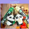 Adorable Cartoon Panda Keychain Plush Bamboo Hugging Panda Car Key Accessory