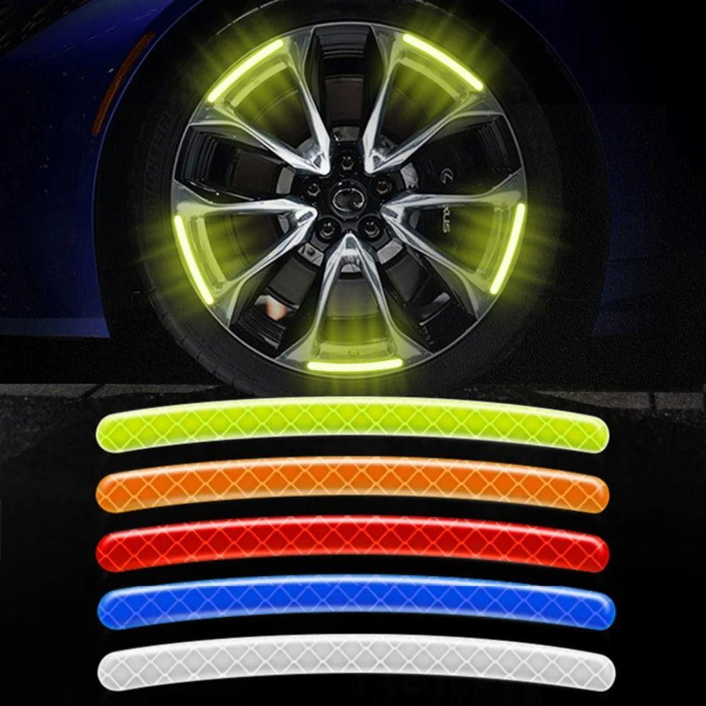 20pcs Colorful Luminous Stickers Tire Rim Reflective Strips Luminous Car Wheel Hub Sticker