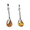 [N1970] - Amber 'Inspiration' Silver Earrings (rhodium-plated) - 27x7 Mm